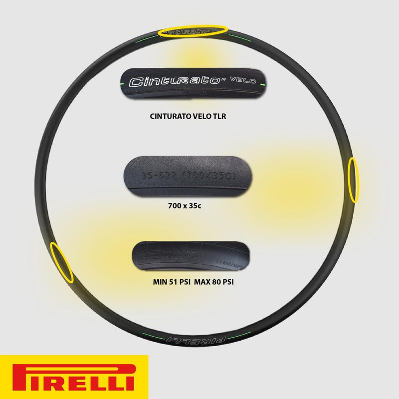 Pirelli Cinturato Velo TLR 35-622 (700 x 35c) Road Bike Tire - Ultimate Protection for Confidence in Harsh Conditions - Versatile Design for Long-Distance Adventures (1 Tire) - Image 2
